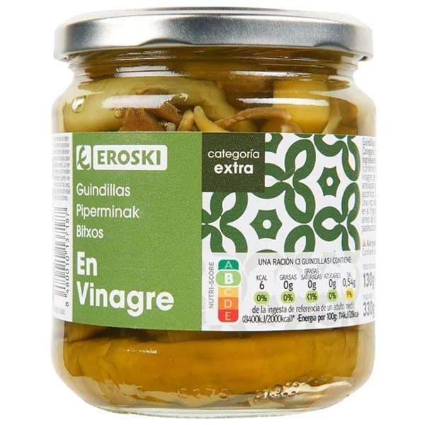 Guindillas EROSKI, frasco 130 g - 0.13 kg - Imagen del producto en Findit