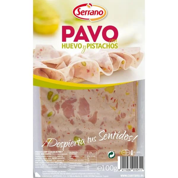 Pavo con pistachos-huevo SERRANO, sobre 90 g - 0.09 kg - Imagen del producto en Findit