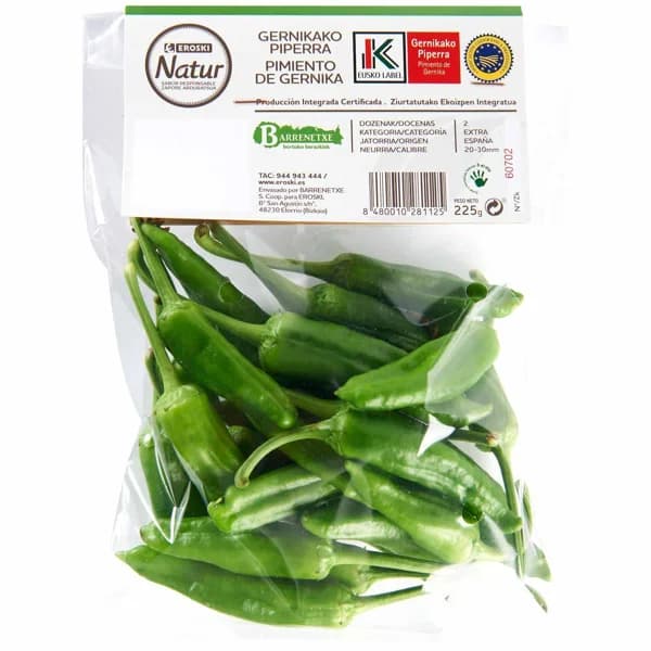 Pimiento de Gernika EROSKI NATUR, bolsa 225 g - 0.23 kg - Imagen del producto en Findit