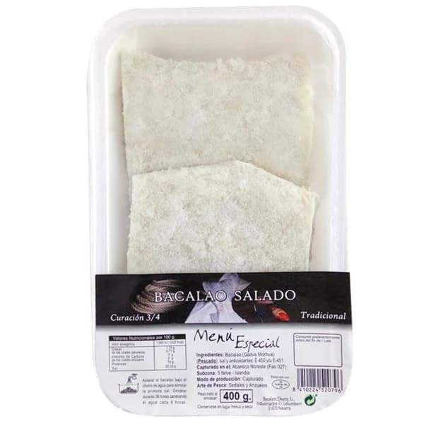 Bacalao menú especial 3/4 curación, bandeja 400 g - 1 ud - Imagen del producto en Findit