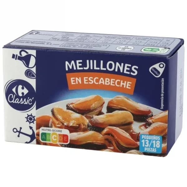 Mejillón en escabeche 13/18 Classic Carrefour 69 g. - 0.07 kg - Imagen del producto en Findit