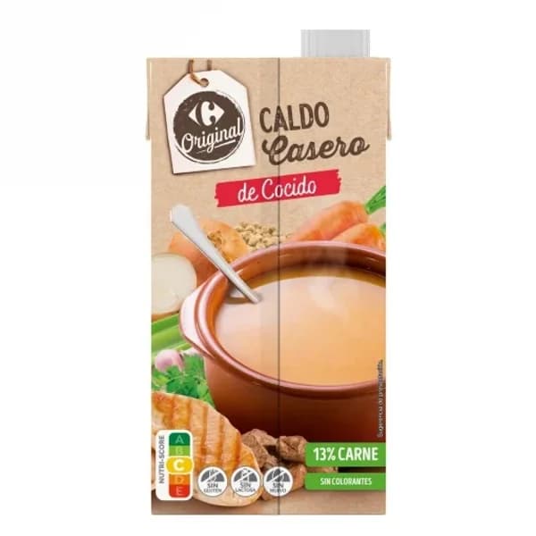 Caldo casero de cocido Original Carrefour sin gluten y sin lactosa brik 1 l. - 1 l - Imagen del producto en Findit