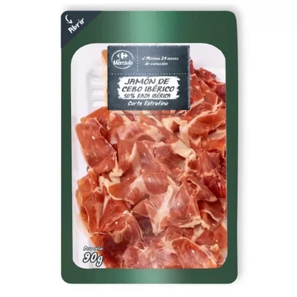 Jamón de Cebo Ibérico 50% Raza Ibérica en lonchas Carrefour El Mercado 90 g - 0.09 kg - Imagen del producto en Findit