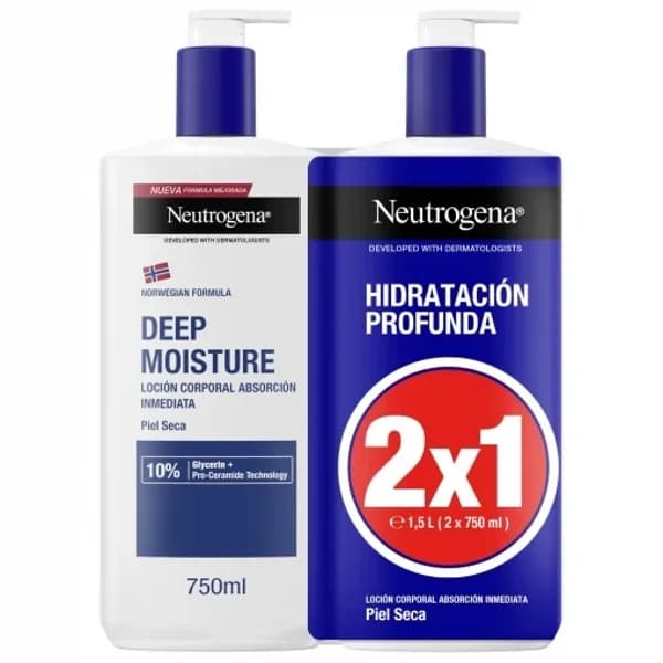 Loción de absorción inmediata para piel seca hidratación profunda Neutrogena de 2 unidades 750 ml. - 0.6 l - Imagen del producto en Findit