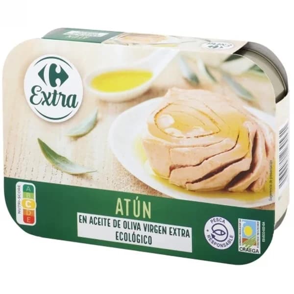 Atún en aceite de oliva virgen extra ecológico Carrefour pack de 6 latas de 52 g. - 0.31 kg - Imagen del producto en Findit