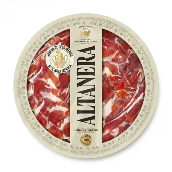 Jamón de Cebo Ibérico 50% Raza Ibérica en lonchas Altanera 90 g - 0.09 kg - Imagen del producto en Findit