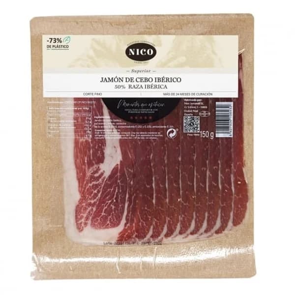 Jamón de Cebo Ibérico 50% Raza Ibérica en lonchas Nico 150 g - 0.15 kg - Imagen del producto en Findit