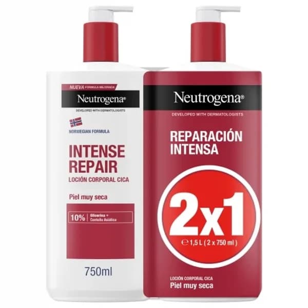 Loción corporal cica reparación intensa para piel seca Neutrogena 2 unidades 750 ml. - 1.5 l - Imagen del producto en Findit