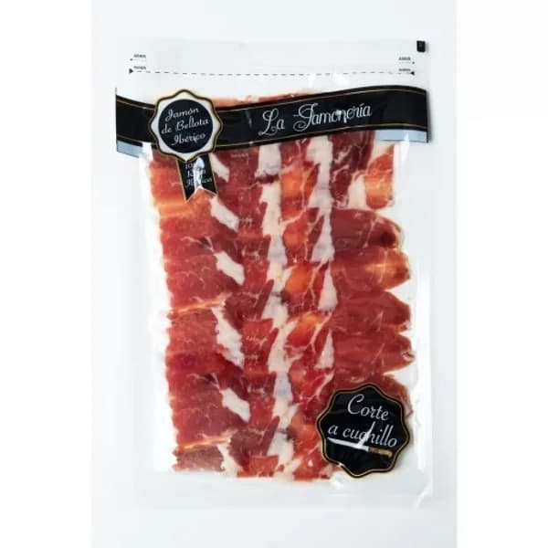 Jamón de Bellota Ibérico 100% Raza Ibérica cortado a cuchillo 80 g - 0.08 kg - Imagen del producto en Findit