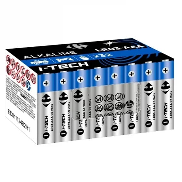 Pilas Alcalinas Carrefour Itech AAA/LR03, paquete 32 - 32.34 ud - Imagen del producto en Findit