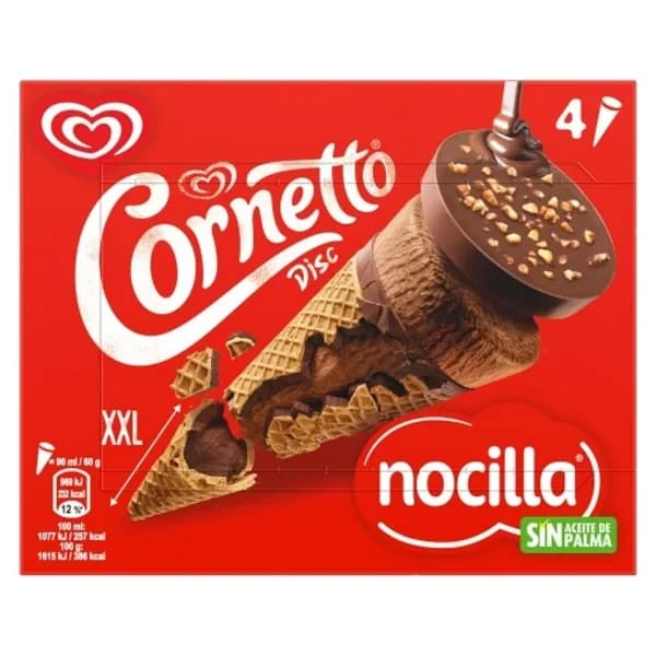 Conos Nocilla Cornetto Disc 4 ud. - 1 ud - Imagen del producto en Findit