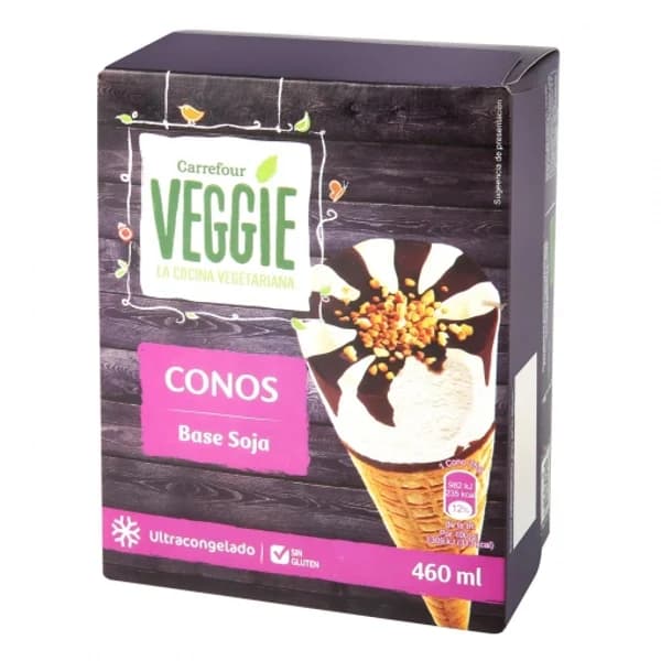 Conos con helado a base de soja con cobertura de chocolate y avellana Sensation Carrefour sin gluten 4 ud. - 4.01 ud - Imagen del producto en Findit