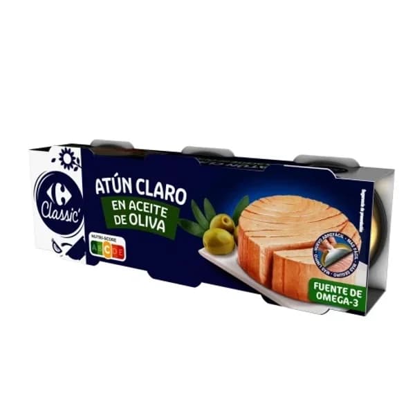 Atún claro en aceite de oliva Classic Carrefour pack de 3 latas de 52 g. - 0.16 kg - Imagen del producto en Findit