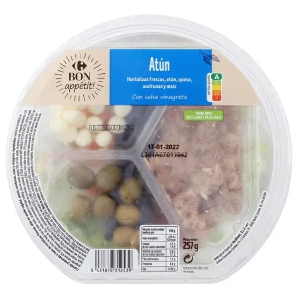Ensalada de atún con salsa vinagreta Carrefour Bon Appétit 257 g - 0.25 kg - Imagen del producto en Findit