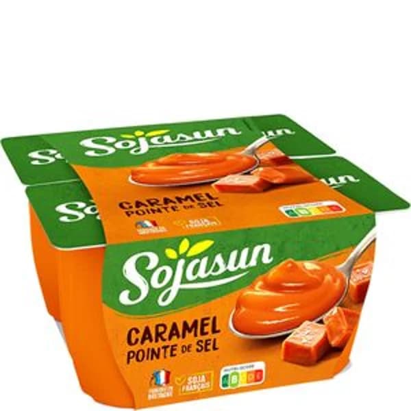Postre de soja sabor caramelo al punto de sal Sojasun pack de 4 unidades de 100 g. - 0.4 kg - Imagen del producto en Findit