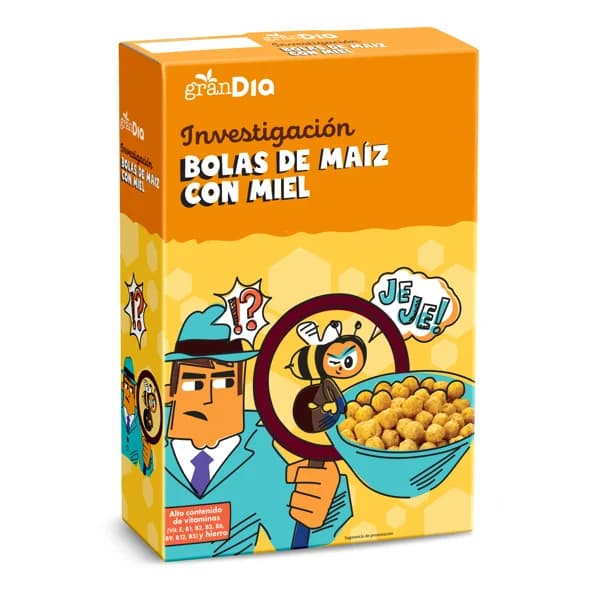 Cereales de bolas de maíz con miel Gran Dia caja 500 g - 1 ud - Imagen del producto en Findit