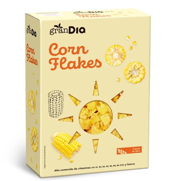 Cereales copos de maíz corn flakes Gran Dia caja 500 g - 0.5 kg - Imagen del producto en Findit