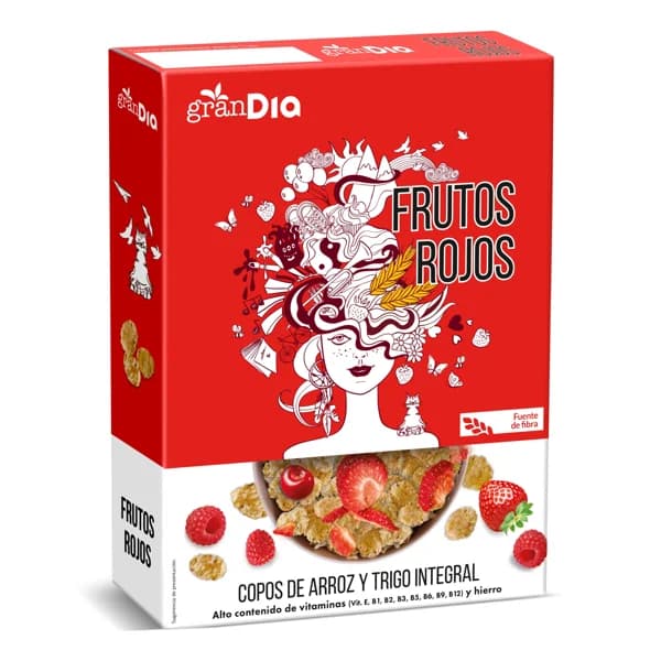 Cereales copos de arroz y trigo integral con frutos rojos Gran Dia caja 300 g - 0.3 kg - Imagen del producto en Findit