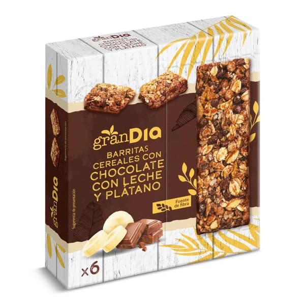 Barritas de cereales plátano y chocolate con leche Gran Dia caja 150 g - 0.15 kg - Imagen del producto en Findit