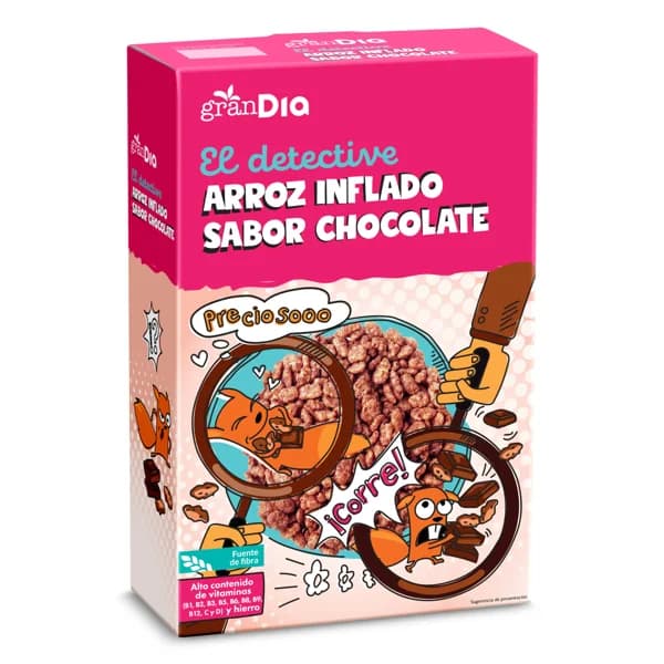 Cereales de arroz inflado con chocolate Gran Dia caja 500 g - 0.5 kg - Imagen del producto en Findit