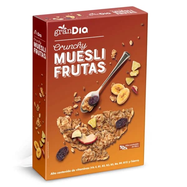 Muesli crujiente con frutas Gran Dia caja 500 g - 0.5 kg - Imagen del producto en Findit