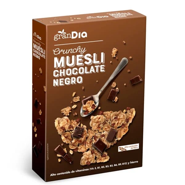 Muesli crujiente con chocolate Gran Dia caja 500 g - 0.5 kg - Imagen del producto en Findit