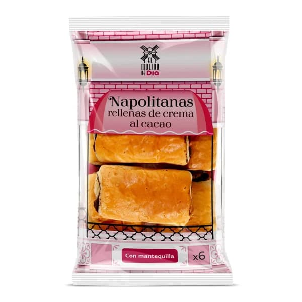 Napolitanas rellenas de crema de cacao El molino de Dia bolsa 270 g - 0.27 kg - Imagen del producto en Findit