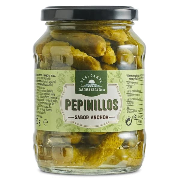 Pepinillos sabor anchoa Vegecampo de Dia frasco 180 g - 0.18 kg - Imagen del producto en Findit
