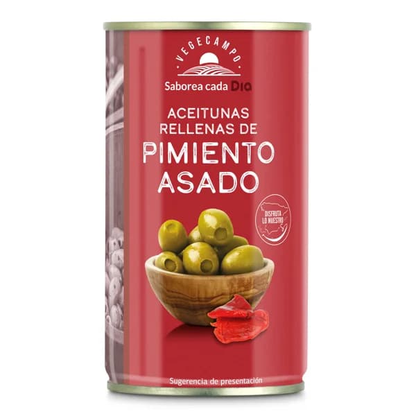 Aceitunas rellenas de pimiento Vegecampo de Dia lata 150 g - 0.15 kg - Imagen del producto en Findit