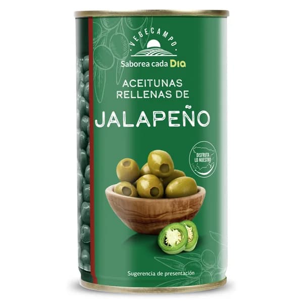 Aceitunas rellenas de jalapeño Vegecampo de Dia lata 150 g - 0.15 kg - Imagen del producto en Findit