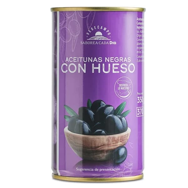 Aceitunas negras con hueso Vegecampo de Dia lata 185 g - 0.19 kg - Imagen del producto en Findit