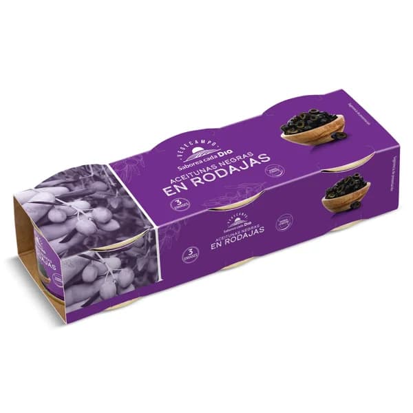Aceitunas negras en rodajas Vegecampo de Dia lata 3 x 50 g - 0.15 kg - Imagen del producto en Findit