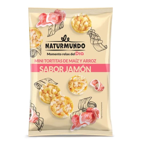 Mini tortitas de maíz y arroz sabor jamón Naturmundo de Dia bolsa 75 g - 0.08 kg - Imagen del producto en Findit