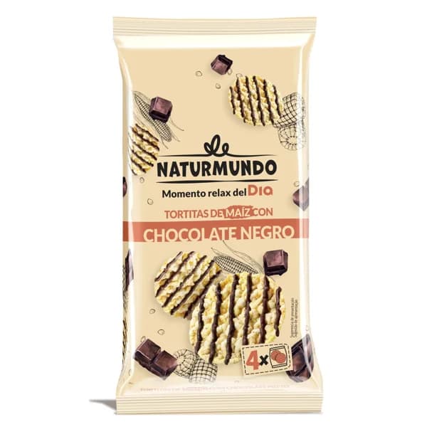 Tortitas de maíz con chocolate negro Naturmundo de Dia bolsa 90 g - 0.09 kg - Imagen del producto en Findit