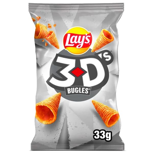 Conos de maíz con sabor a queso y bacon Lay's 3D's bolsa 28 g - 0.03 kg - Imagen del producto en Findit
