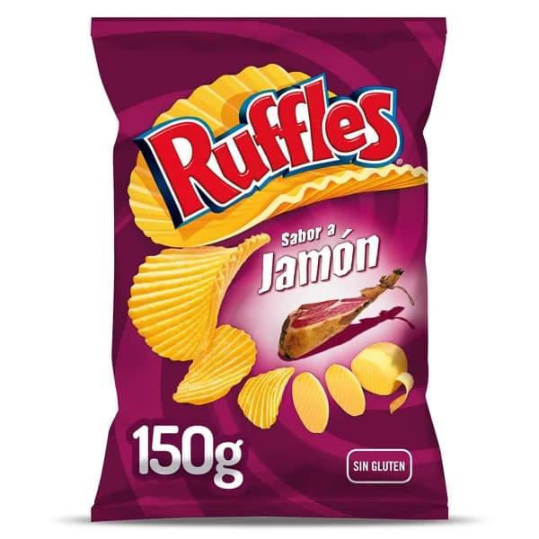 Patatas fritas onduladas sabor a jamón Ruffles bolsa 150 g - 0.15 kg - Imagen del producto en Findit