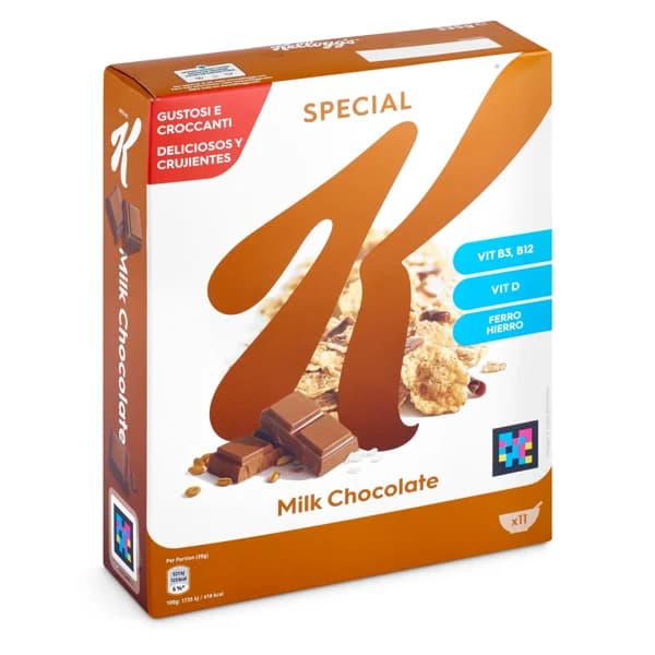 Cereales copos de trigo integral y arroz con virutas de chocolate con leche Kellogg's Special K caja 335 g - 0.33 ud - Imagen del producto en Findit