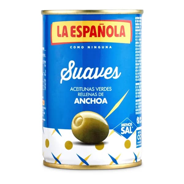 Aceitunas suaves rellenas de anchoa La española lata 130 g - 0.13 kg - Imagen del producto en Findit
