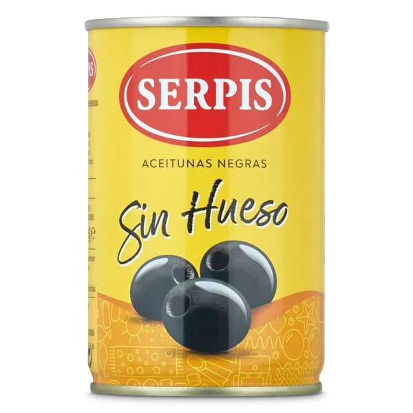 Aceitunas negras sin hueso Serpis lata 130 g - 0.13 kg - Imagen del producto en Findit