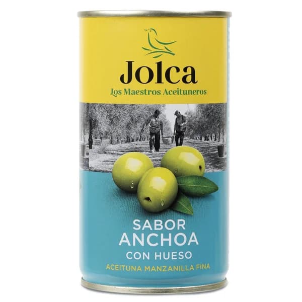 Aceitunas manzanilla sabor anchoa con hueso Jolca lata 185 g - 0.18 ud - Imagen del producto en Findit