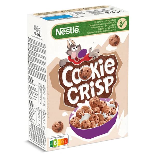 Cereales de trigo y maíz tostados con pepitas al cacao Nestlé Cookie Crisp caja 375 g - 1 ud - Imagen del producto en Findit