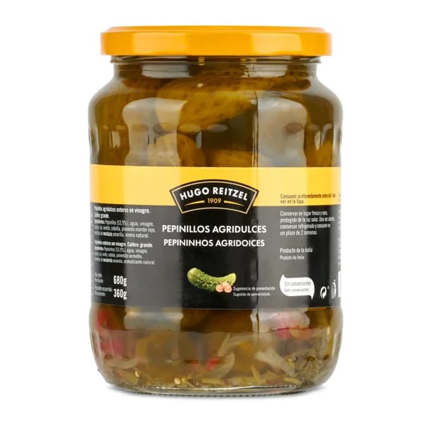 Pepinillos agridulces Hugo reitzel frasco 360 g - 0.36 kg - Imagen del producto en Findit