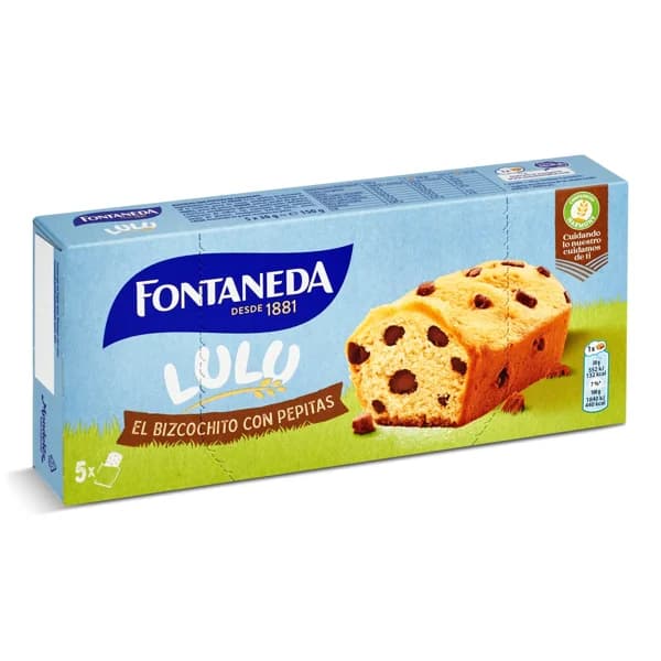 Bizcochito con pepitas de chocolate lulú Fontaneda caja 150 g - 0.15 kg - Imagen del producto en Findit