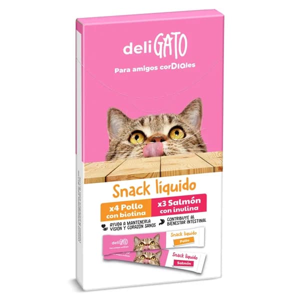 Snack para gatos líquido de pollo y salmón Deligato Dia bolsa 105 g - 0.11 kg - Imagen del producto en Findit