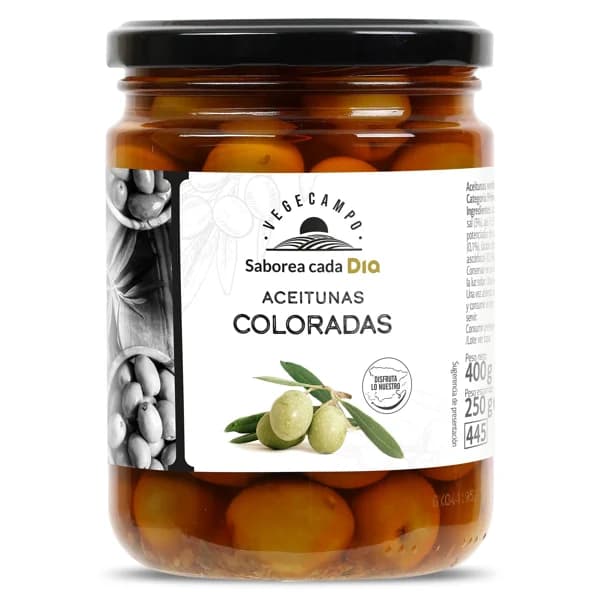 Aceitunas coloradas Vegecampo de Dia frasco 250 g - 0.25 kg - Imagen del producto en Findit