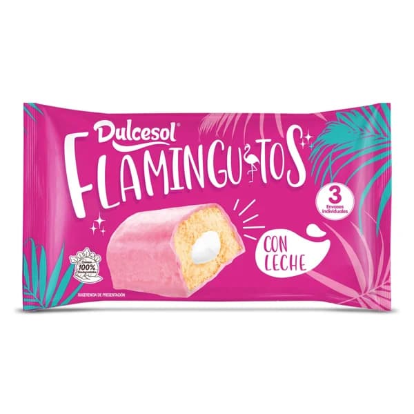 Flaminguitos rosas rellenos de crema con leche Dulcesol bolsa 150 g - 0.15 kg - Imagen del producto en Findit