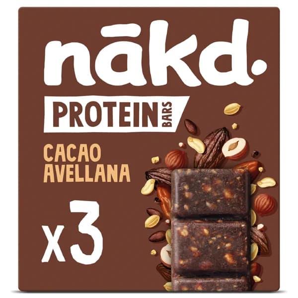 Barritas proteicas de cacao y avellana Nakd caja 135 g - 0.14 kg - Imagen del producto en Findit