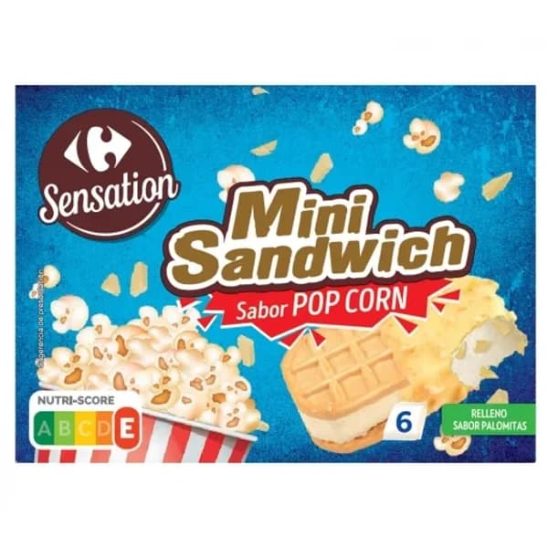Mini sandwich sabor pop corn Carrefour Sensation 6 ud. - 5.98 ud - Imagen del producto en Findit