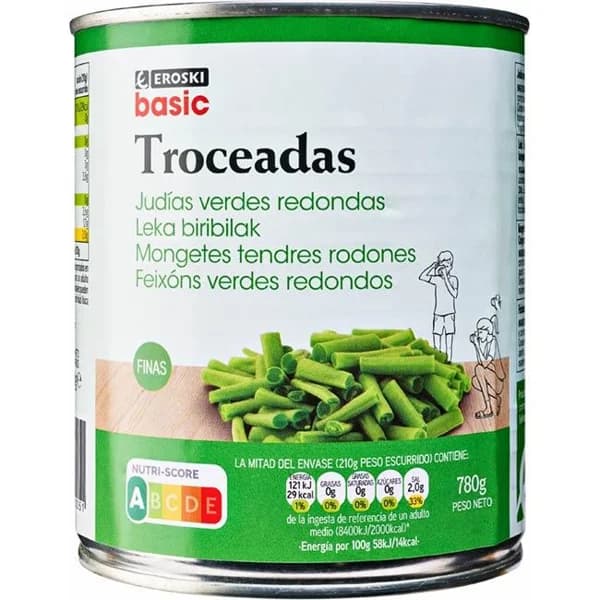 Judía fina EROSKI BASIC, lata 420 g - 0.42 kg - Imagen del producto en Findit