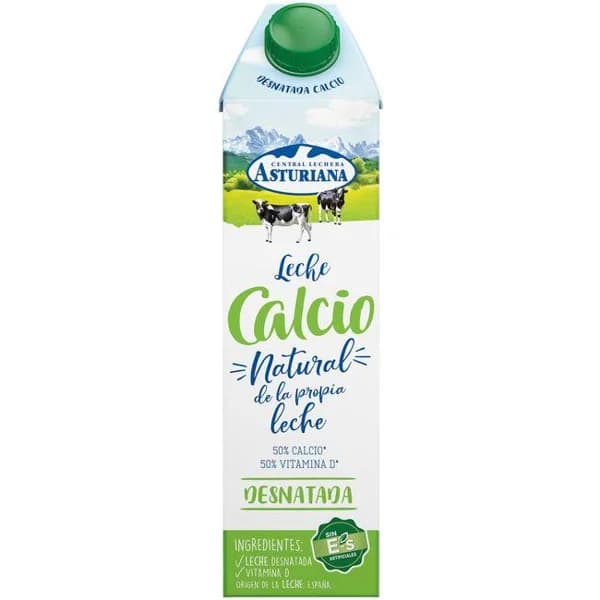 Leche desnatada calcio ASTURIANA, brik 1 litro - 1 l - Imagen del producto en Findit